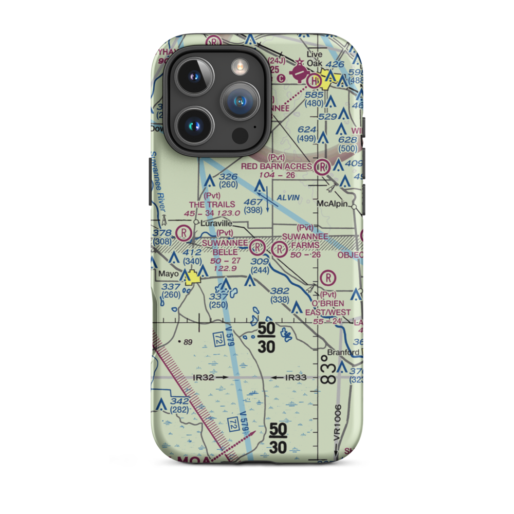 Suwannee Belle Airport (9FL0) VFR Sectional  Tough iPhone Case iPhone 16 Pro Max model shown