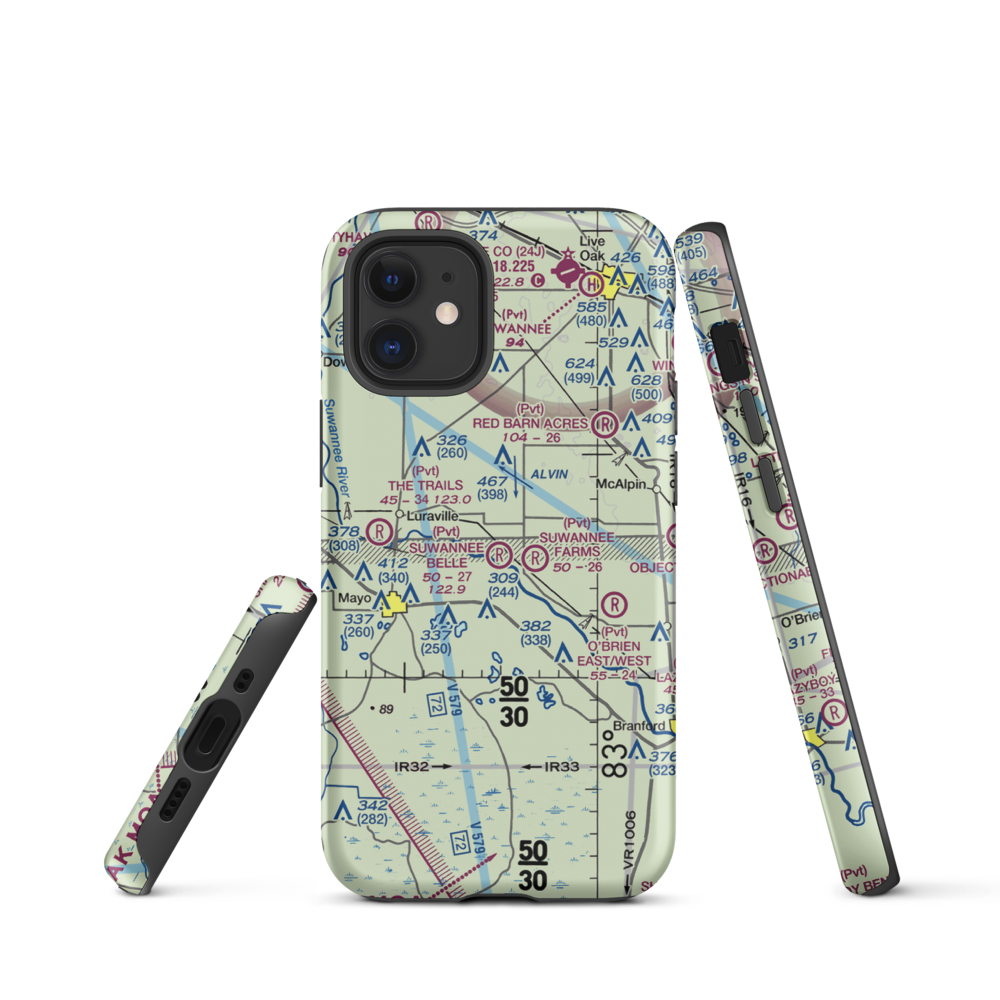 Suwannee Belle Airport (9FL0) VFR Sectional  Tough iPhone Case iPhone 12 mini model shown
