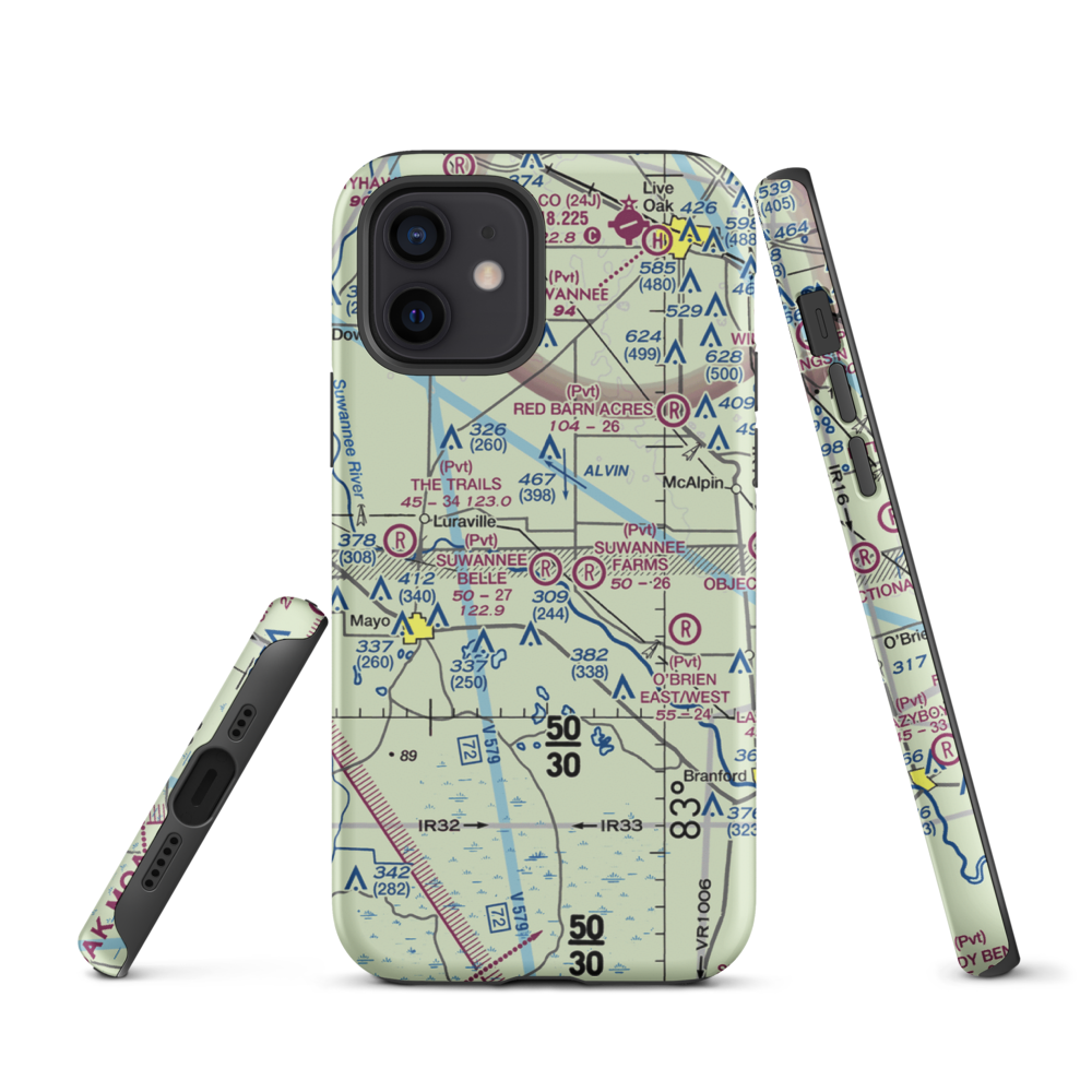 Suwannee Belle Airport (9FL0) VFR Sectional  Tough iPhone Case iPhone 12 model shown