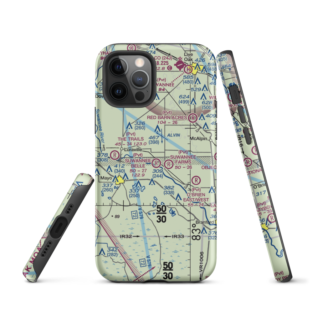 Suwannee Belle Airport (9FL0) VFR Sectional  Tough iPhone Case iPhone 12 Pro model shown