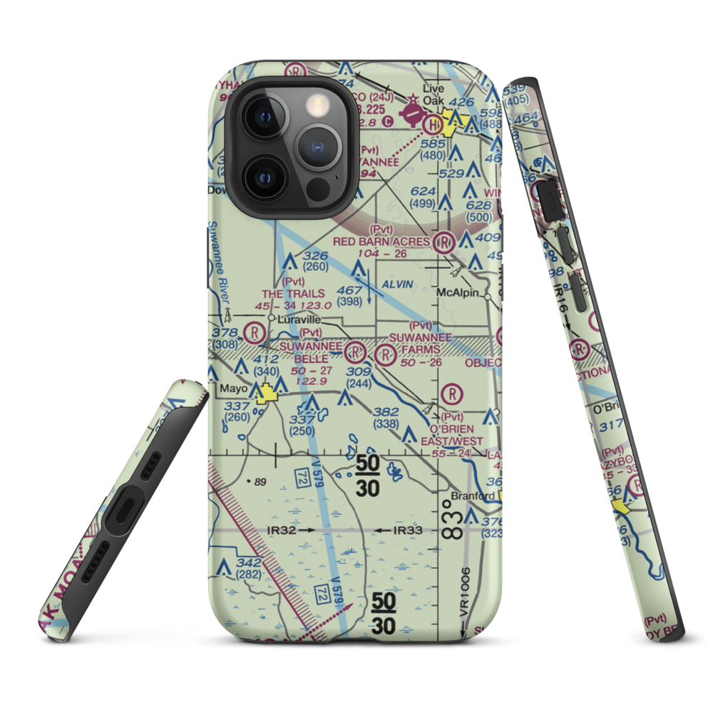 Suwannee Belle Airport (9FL0) VFR Sectional  Tough iPhone Case iPhone 12 Pro Max model shown