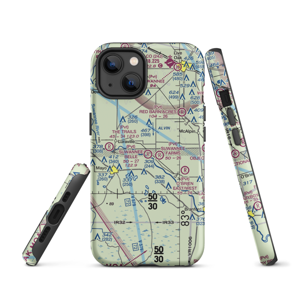 Suwannee Belle Airport (9FL0) VFR Sectional  Tough iPhone Case iPhone 13 model shown