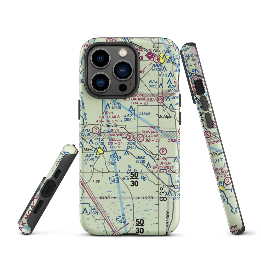 Suwannee Belle Airport (9FL0) VFR Sectional  Tough iPhone Case iPhone 13 Pro model shown