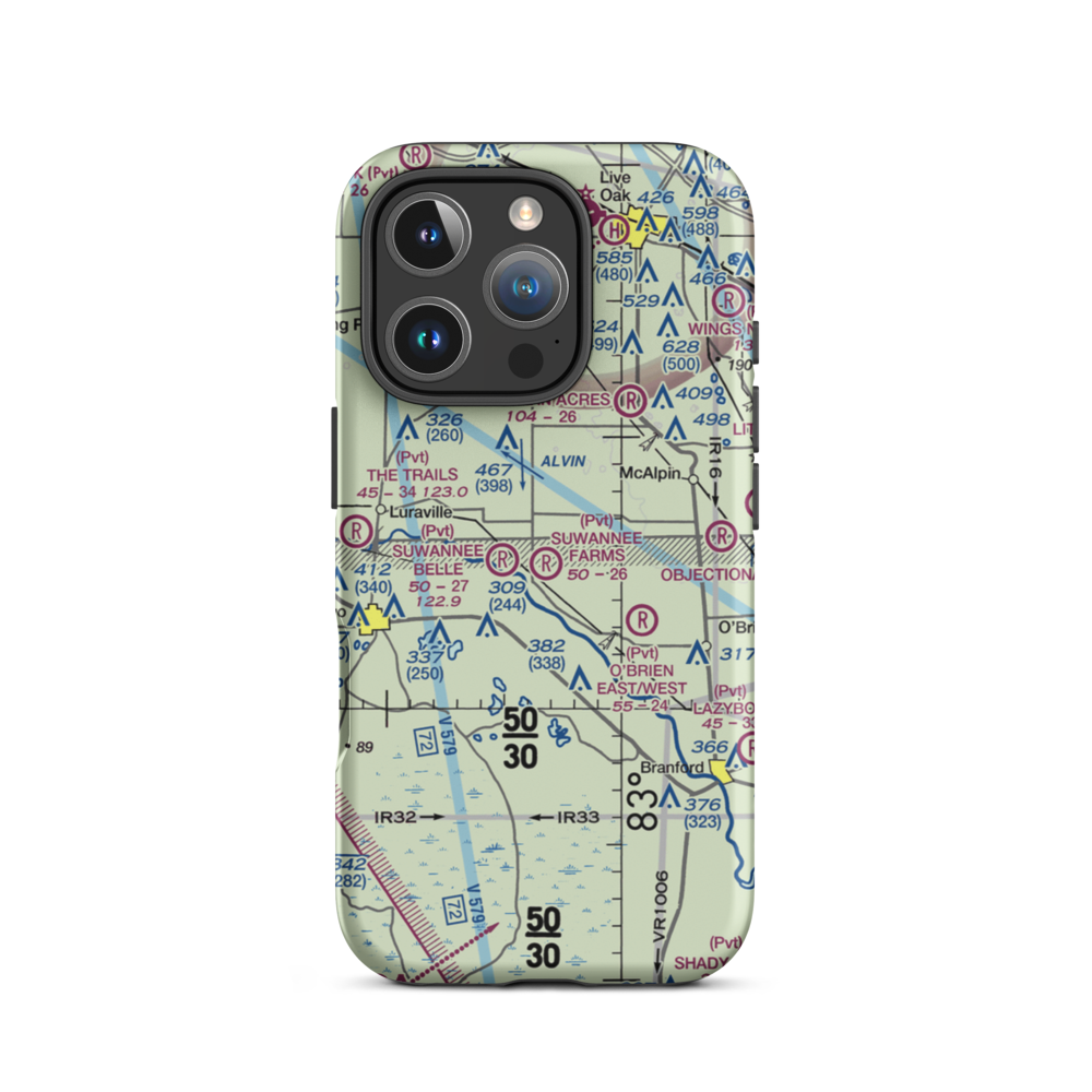 Suwannee Farms Airport (FL18) VFR Sectional  Tough iPhone Case iPhone 16 Pro model shown