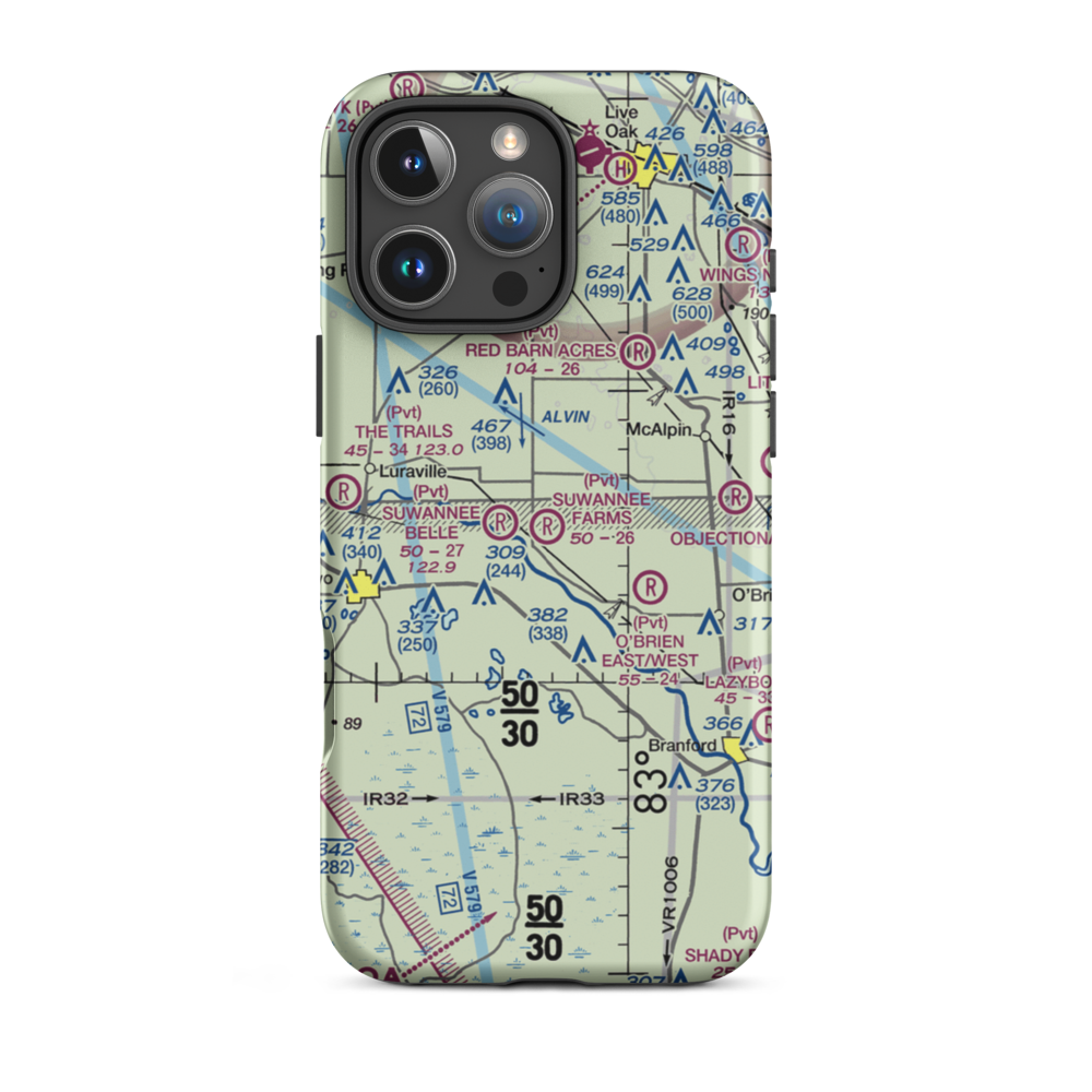 Suwannee Farms Airport (FL18) VFR Sectional  Tough iPhone Case iPhone 16 Pro Max model shown