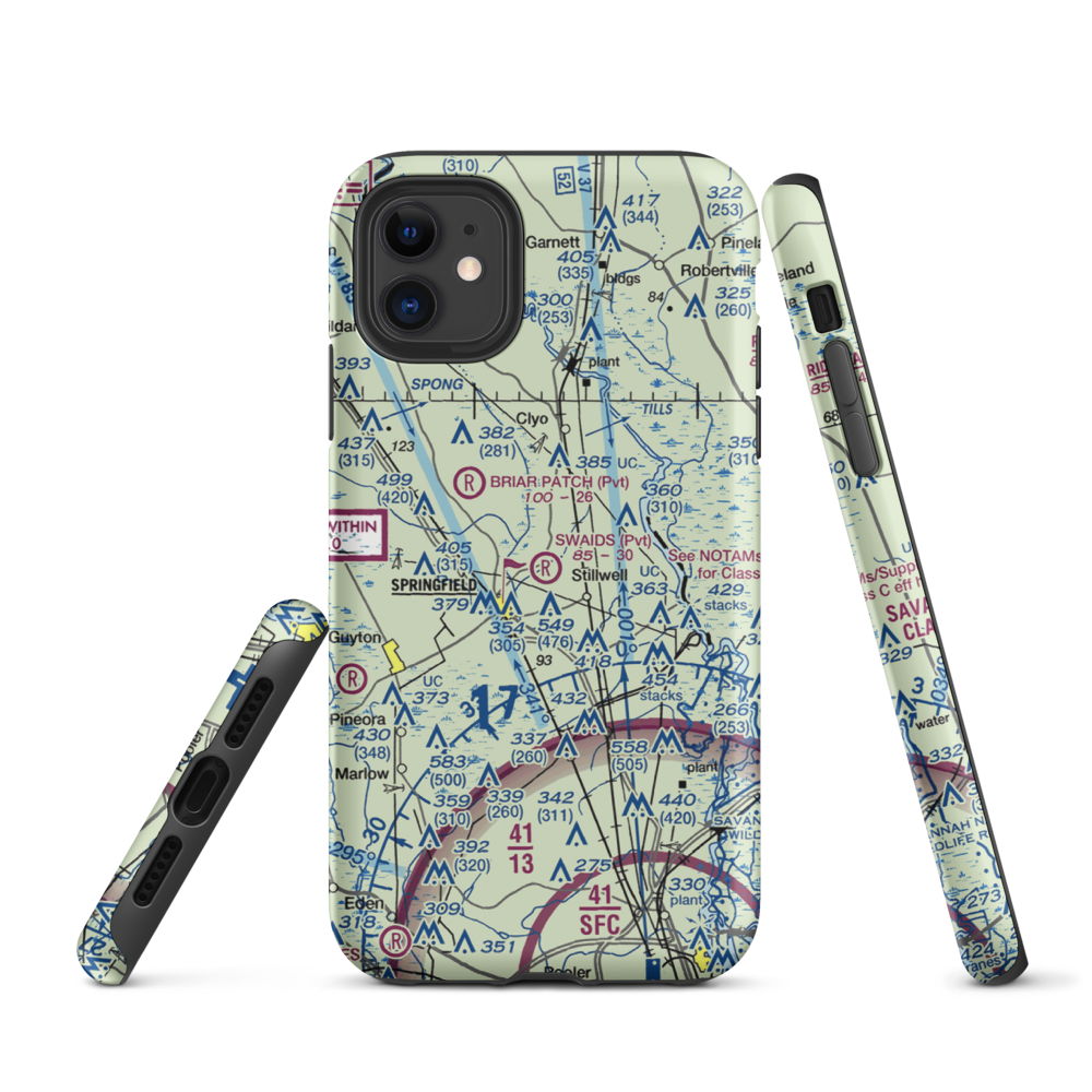 Swaids Field (2GA2) VFR Sectional  Tough iPhone Case iPhone 11 model shown