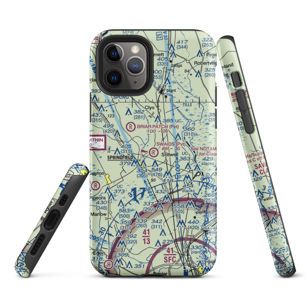 Swaids Field (2GA2) VFR Sectional  Tough iPhone Case iPhone 11 Pro model shown