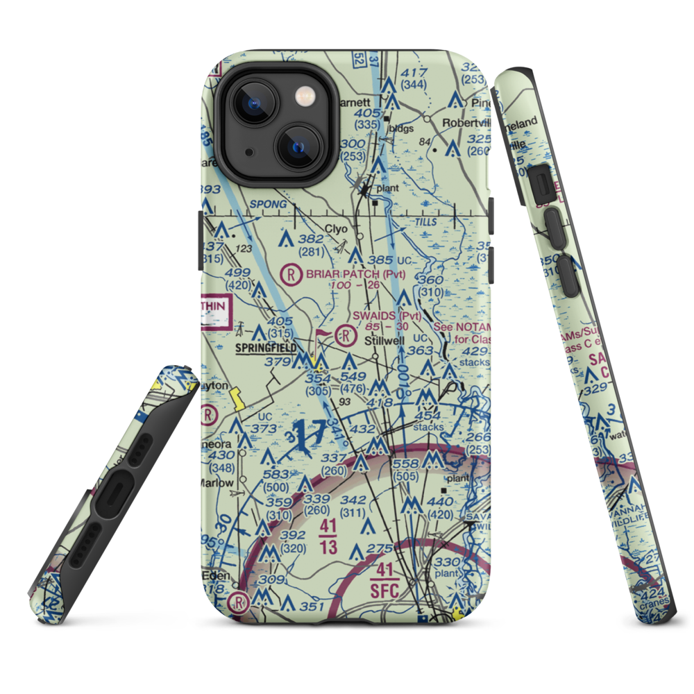 Swaids Field (2GA2) VFR Sectional  Tough iPhone Case iPhone 14 Plus model shown