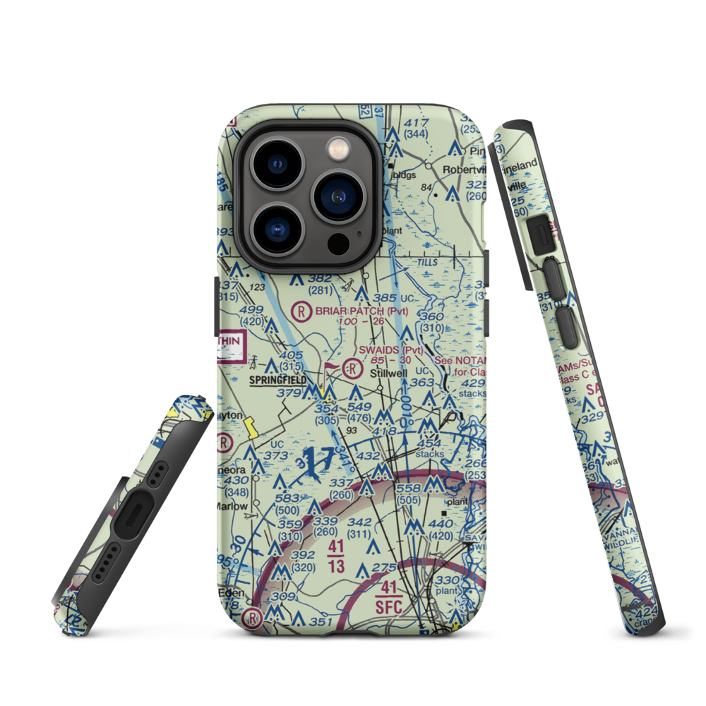 Swaids Field (2GA2) VFR Sectional  Tough iPhone Case iPhone 14 Pro model shown