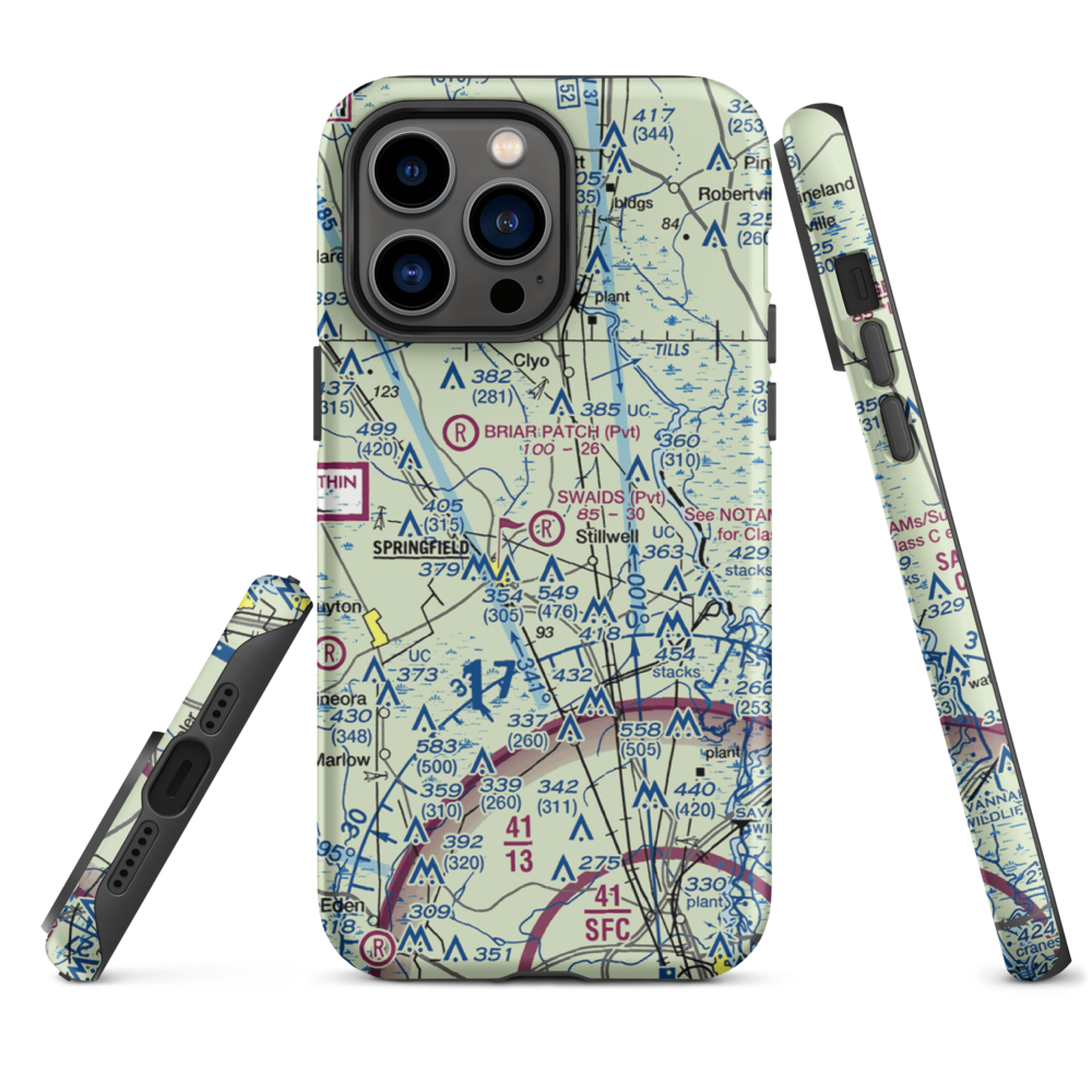 Swaids Field (2GA2) VFR Sectional  Tough iPhone Case iPhone 14 Pro Max model shown