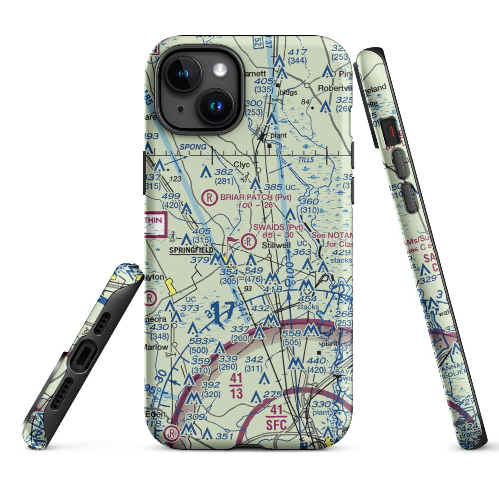 Swaids Field (2GA2) VFR Sectional  Tough iPhone Case iPhone 15 Plus model shown
