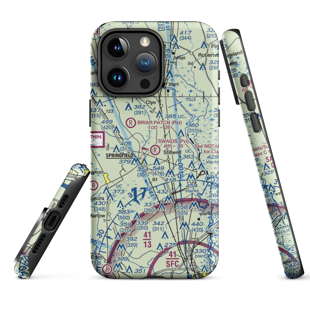Swaids Field (2GA2) VFR Sectional  Tough iPhone Case iPhone 15 Pro Max model shown