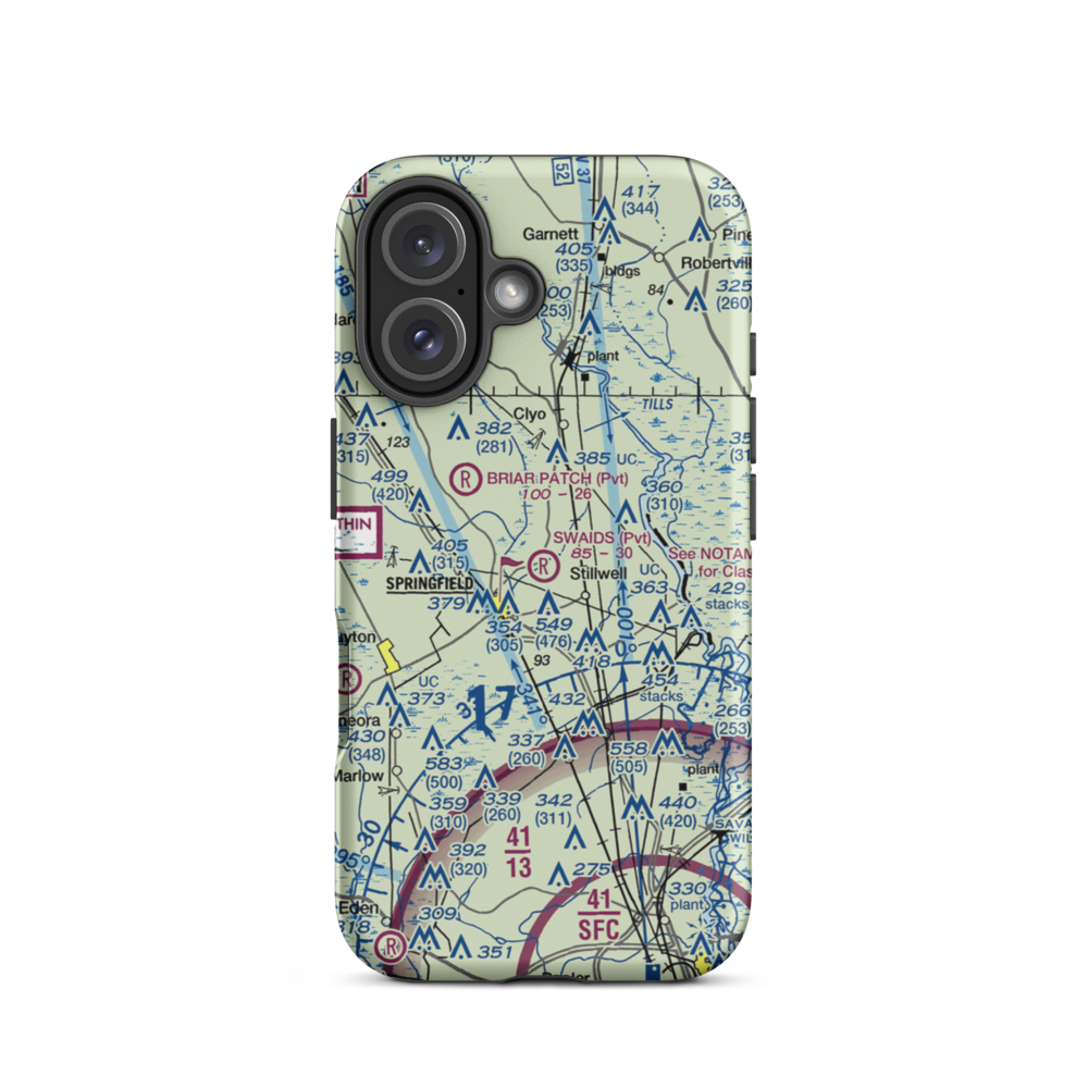 Swaids Field (2GA2) VFR Sectional  Tough iPhone Case iPhone 16 model shown