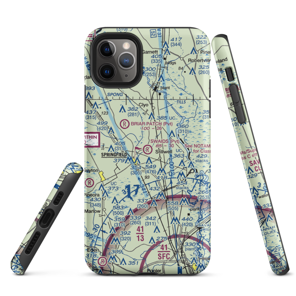 Swaids Field (2GA2) VFR Sectional  Tough iPhone Case iPhone 11 Pro Max model shown