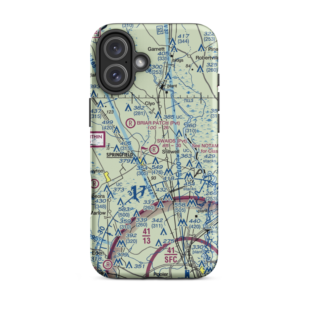 Swaids Field (2GA2) VFR Sectional  Tough iPhone Case iPhone 16 Plus model shown