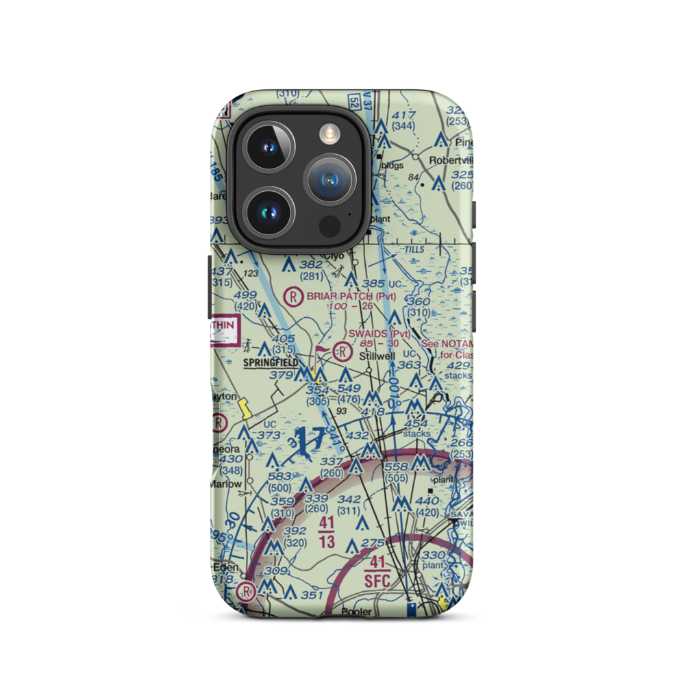 Swaids Field (2GA2) VFR Sectional  Tough iPhone Case iPhone 16 Pro model shown