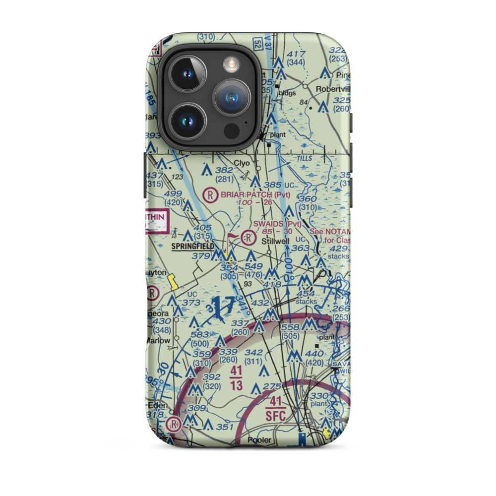 Swaids Field (2GA2) VFR Sectional  Tough iPhone Case iPhone 16 Pro Max model shown