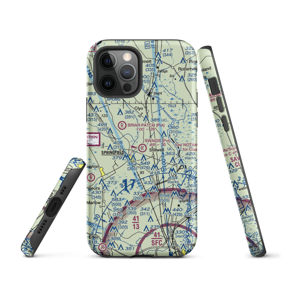 Swaids Field (2GA2) VFR Sectional  Tough iPhone Case iPhone 12 Pro model shown