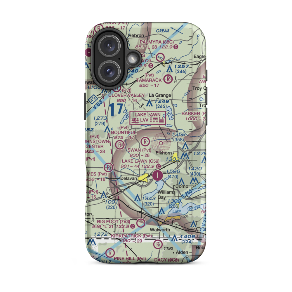 Swan Airport (WI70) VFR Sectional  Tough iPhone Case iPhone 16 Plus model shown