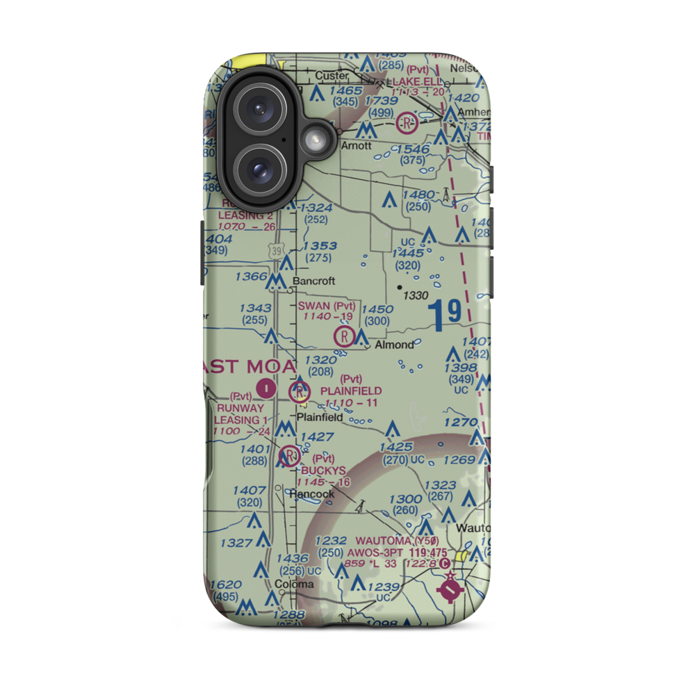 Swan Field (WS36) VFR Sectional  Tough iPhone Case iPhone 16 Plus model shown