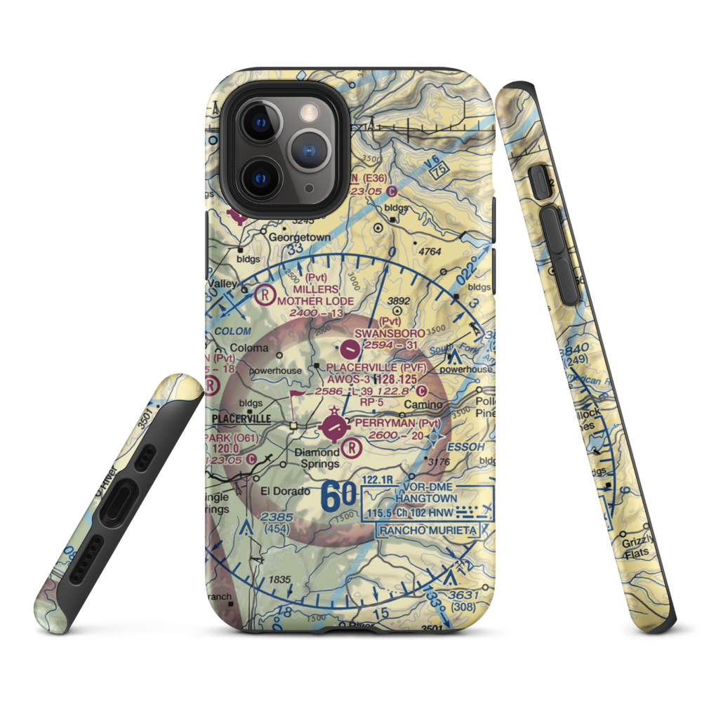 Swansboro Country Airport (01CL) VFR Sectional  Tough iPhone Case iPhone 11 Pro model shown