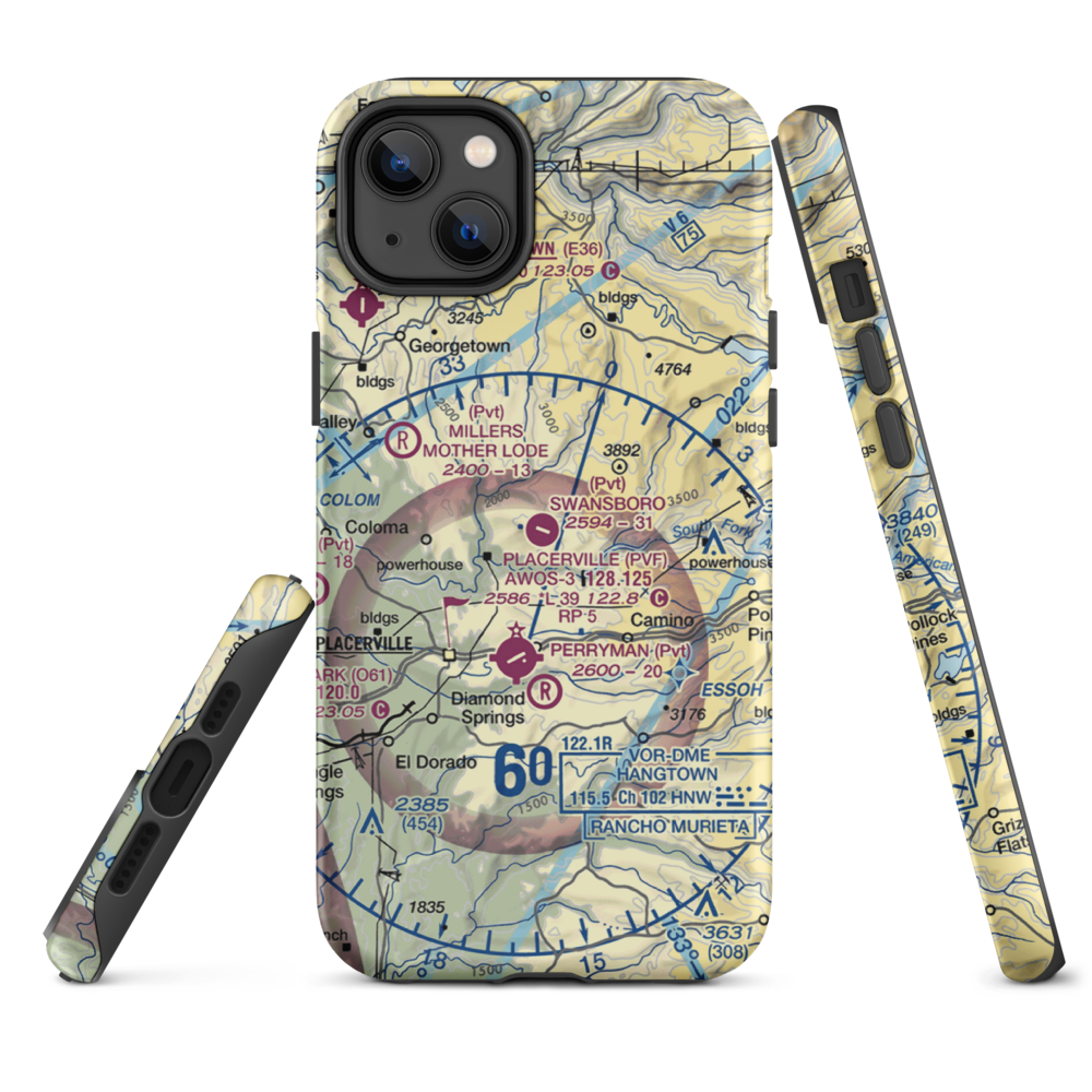 Swansboro Country Airport (01CL) VFR Sectional  Tough iPhone Case iPhone 14 Plus model shown