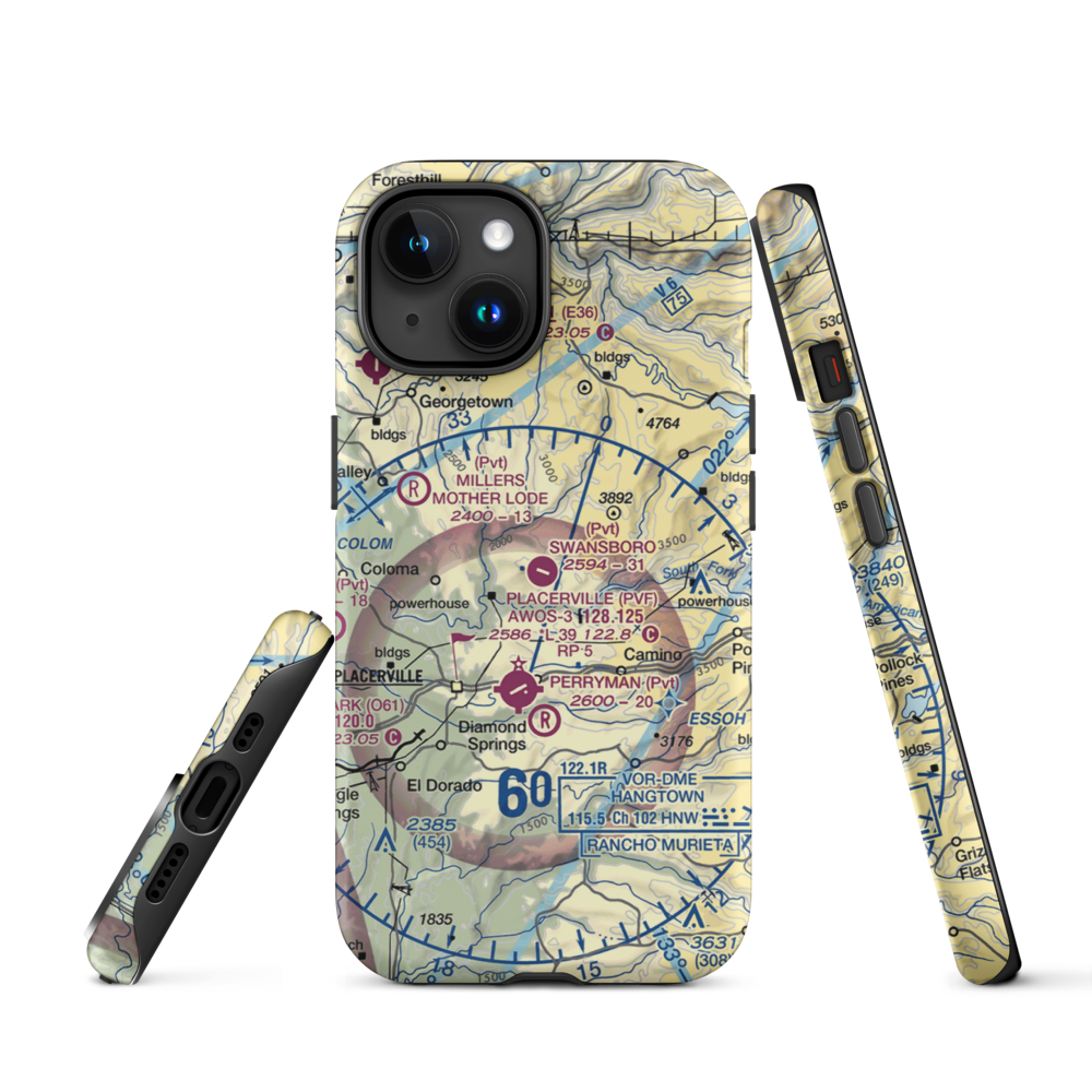 Swansboro Country Airport (01CL) VFR Sectional  Tough iPhone Case iPhone 15 model shown