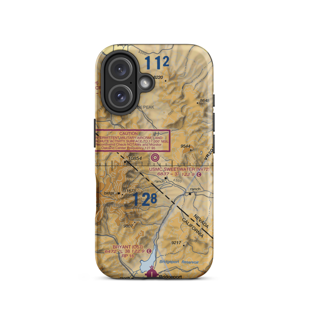 Sweetwater (USMC) Airport (NV72) VFR Sectional  Tough iPhone Case iPhone 16 model shown