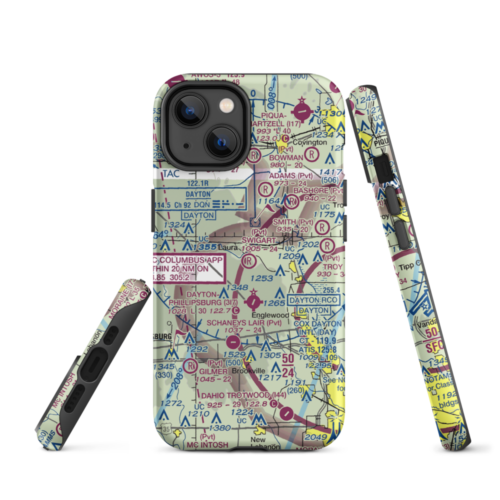 Swigart Airport (OH78) VFR Sectional  Tough iPhone Case iPhone 14 model shown