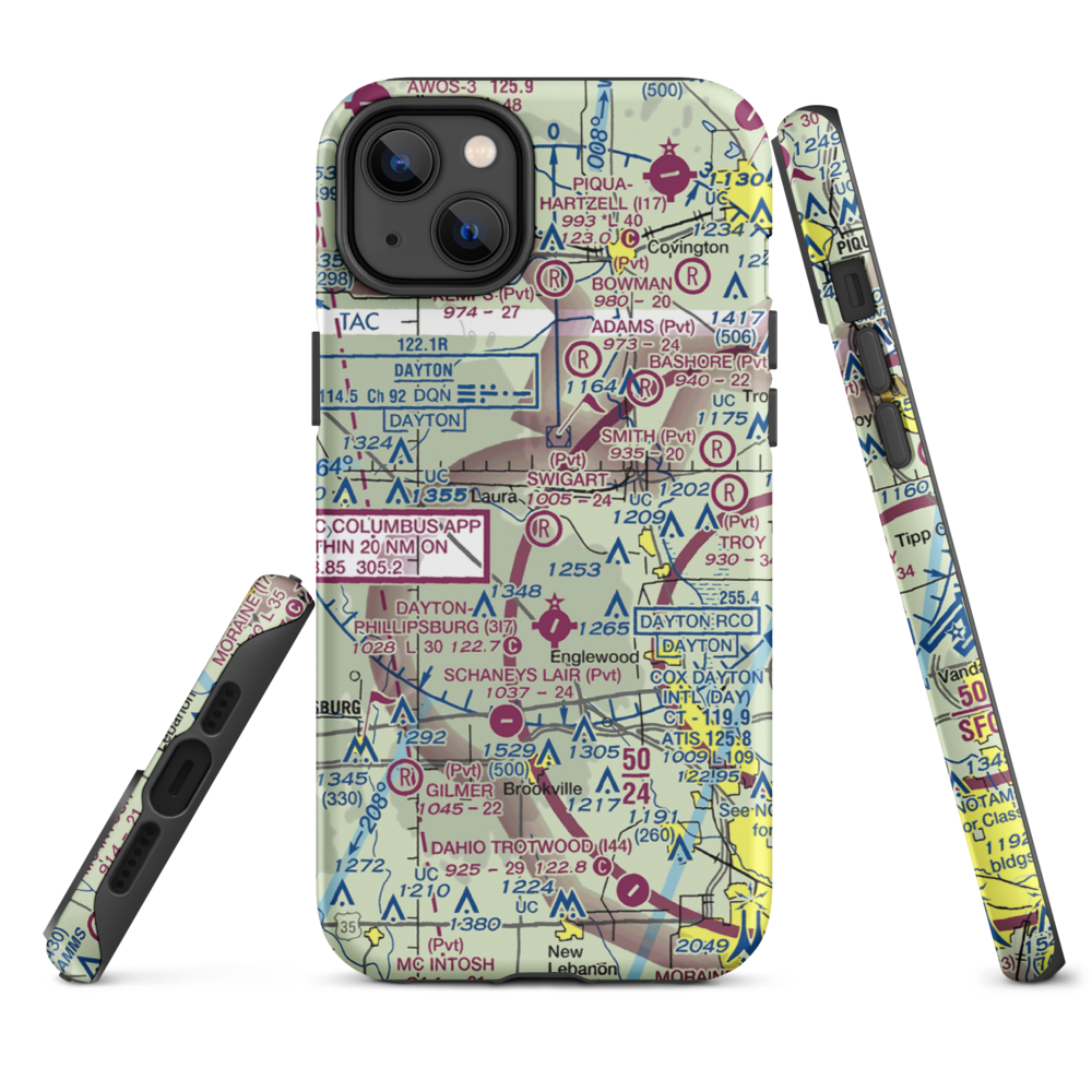 Swigart Airport (OH78) VFR Sectional  Tough iPhone Case iPhone 14 Plus model shown