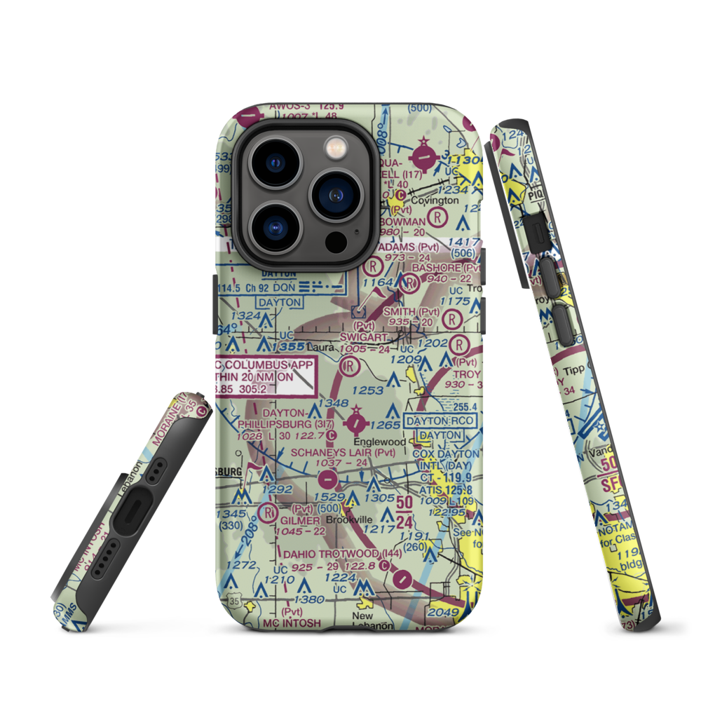 Swigart Airport (OH78) VFR Sectional  Tough iPhone Case iPhone 14 Pro model shown