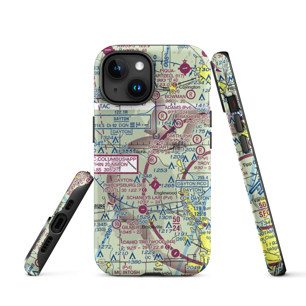 Swigart Airport (OH78) VFR Sectional  Tough iPhone Case iPhone 15 model shown