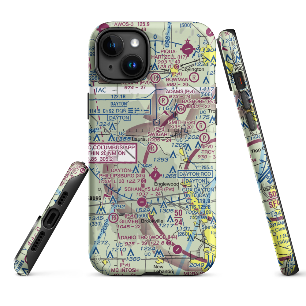 Swigart Airport (OH78) VFR Sectional  Tough iPhone Case iPhone 15 Plus model shown