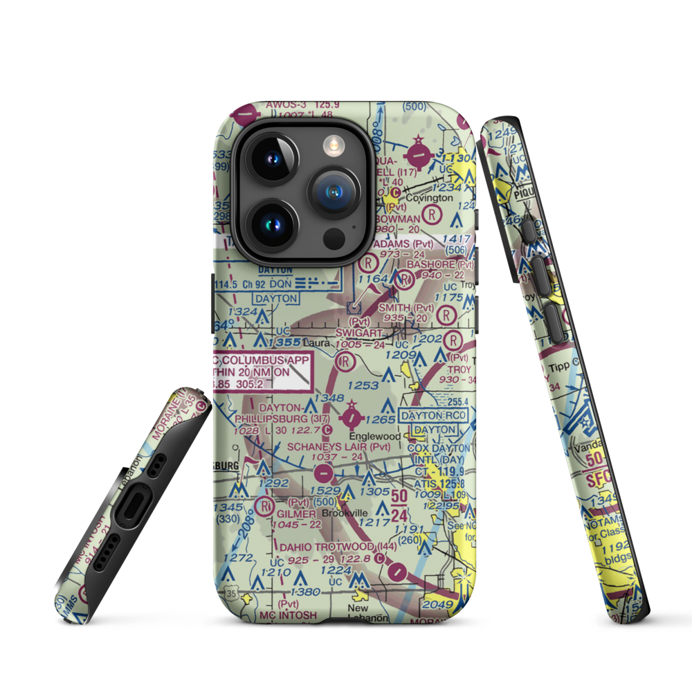 Swigart Airport (OH78) VFR Sectional  Tough iPhone Case iPhone 15 Pro model shown