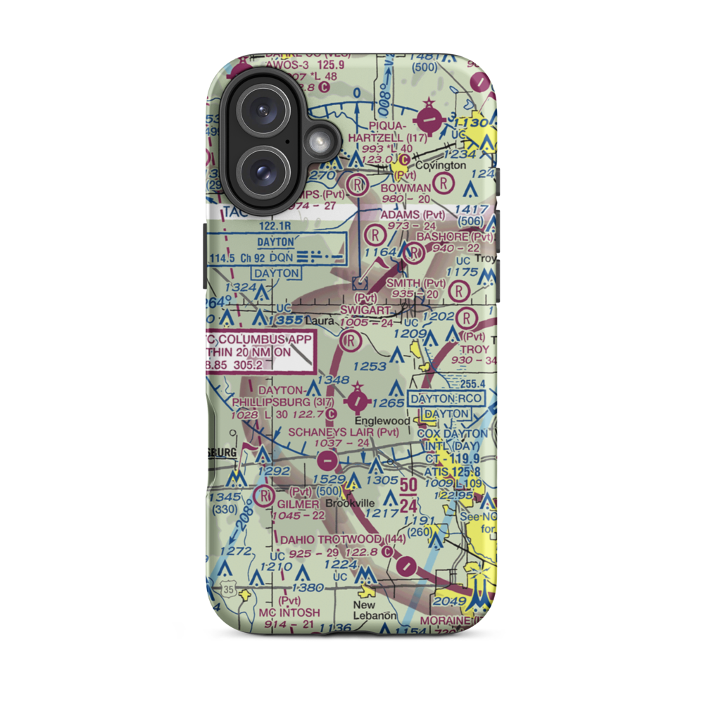 Swigart Airport (OH78) VFR Sectional  Tough iPhone Case iPhone 16 Plus model shown