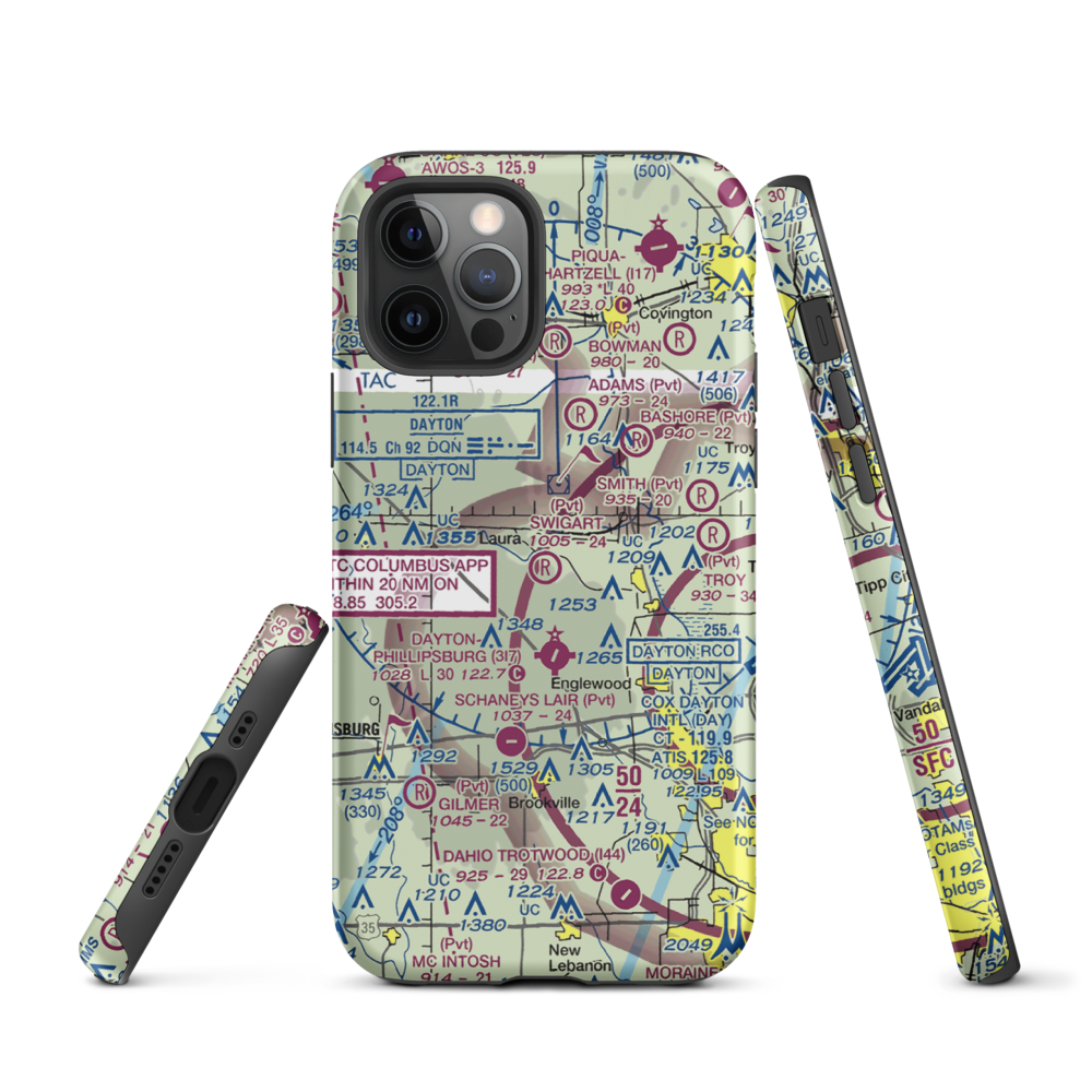 Swigart Airport (OH78) VFR Sectional  Tough iPhone Case iPhone 12 Pro model shown