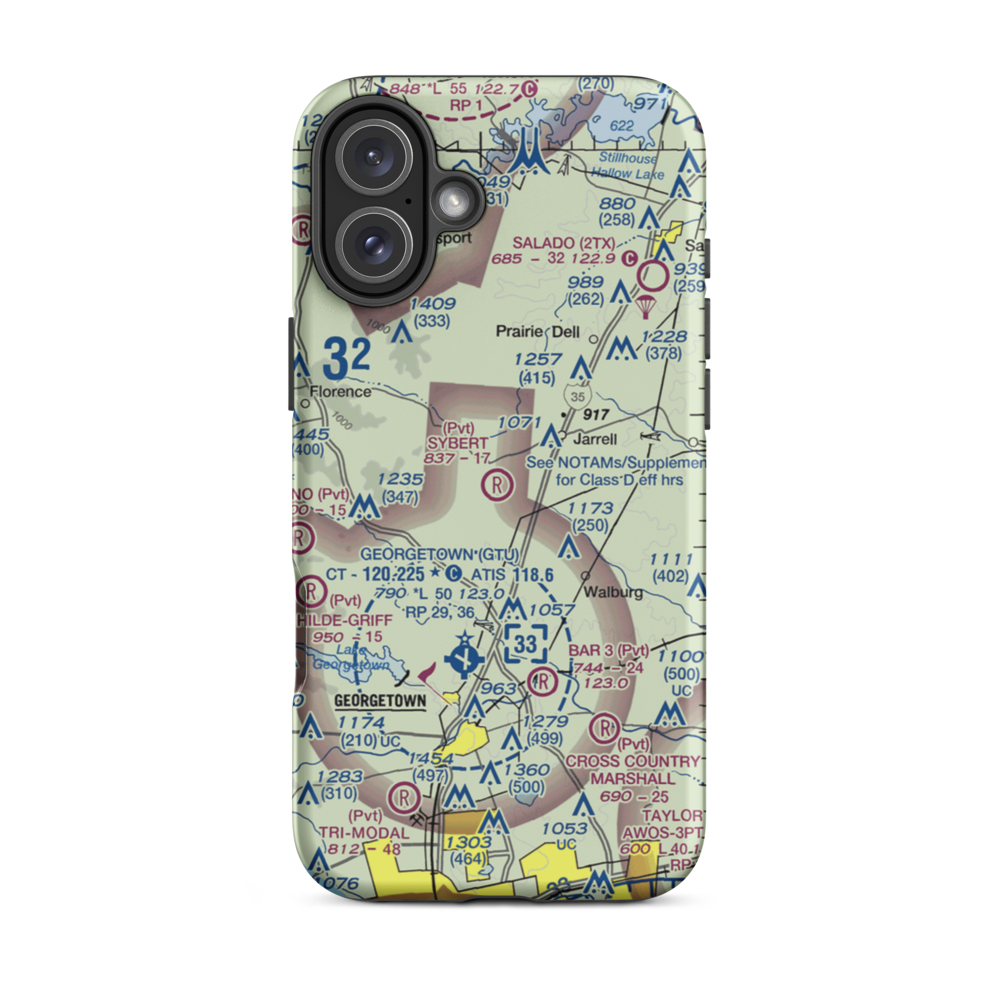 Sybert Farm Airport (40TE) VFR Sectional  Tough iPhone Case iPhone 16 Plus model shown