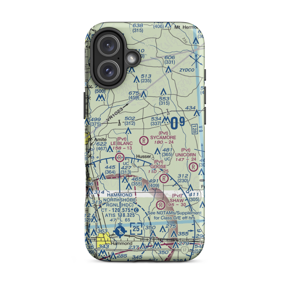 Sycamore Airport (LA79) VFR Sectional  Tough iPhone Case iPhone 16 Plus model shown