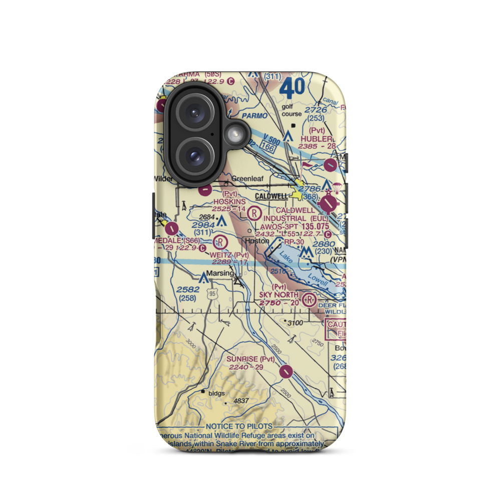 Symms Airport (08ID) VFR Sectional  Tough iPhone Case iPhone 16 model shown
