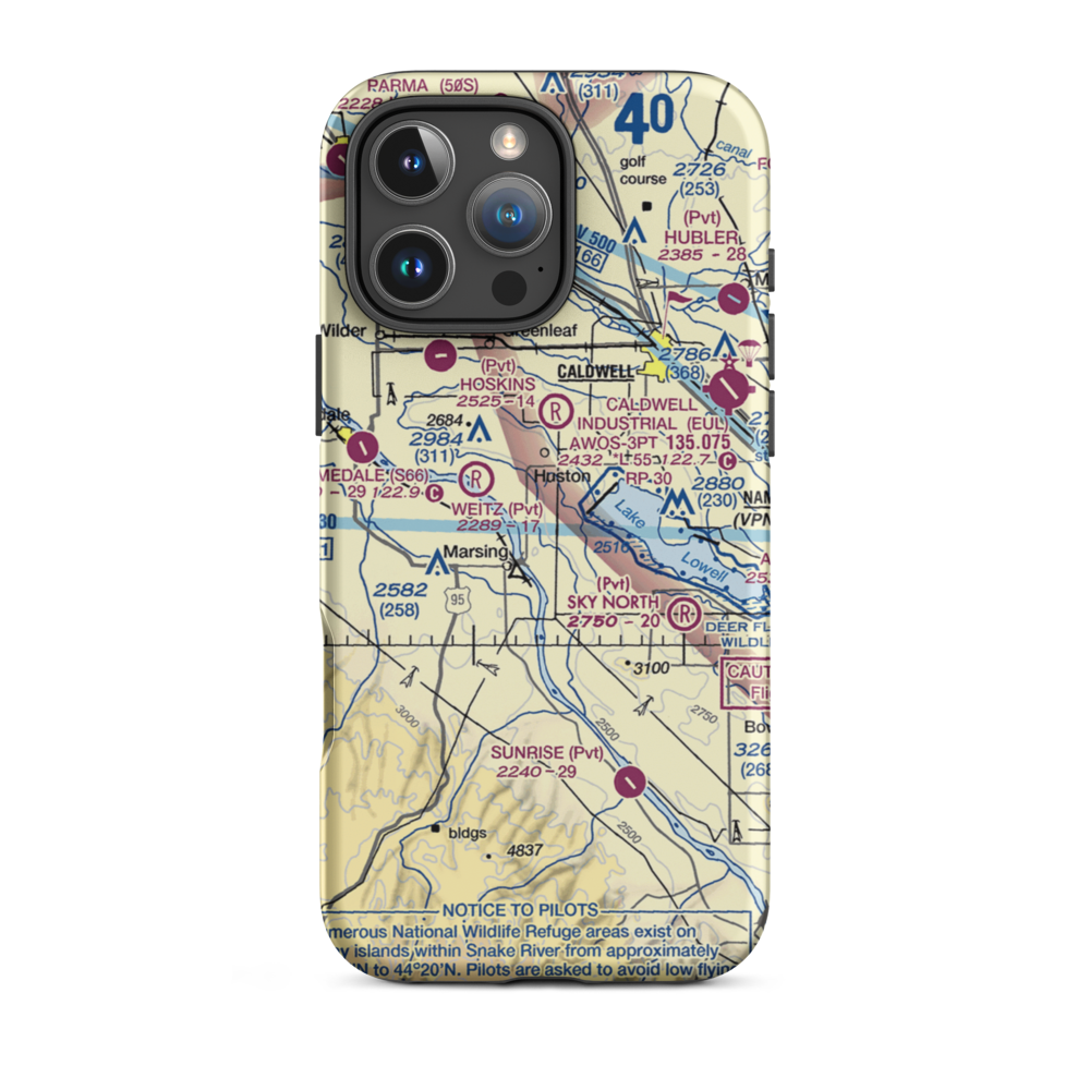 Symms Airport (08ID) VFR Sectional  Tough iPhone Case iPhone 16 Pro Max model shown
