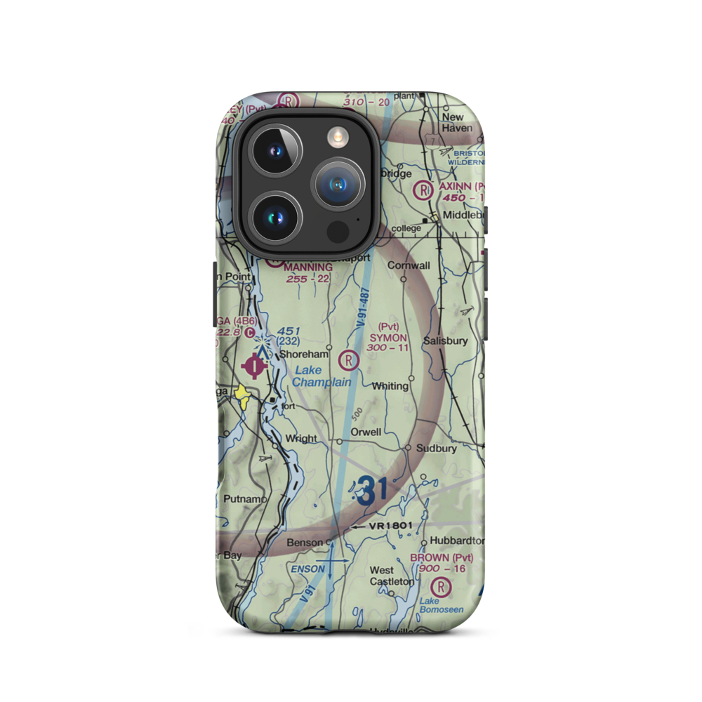 Symon Airport (66VT) VFR Sectional  Tough iPhone Case iPhone 16 Pro model shown