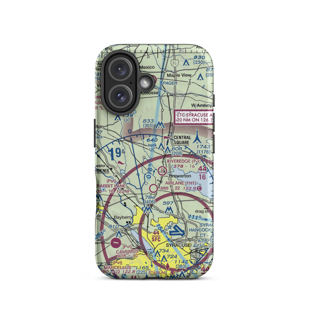 Syracuse Suburban Airport (6NK) VFR Sectional  Tough iPhone Case iPhone 16 model shown