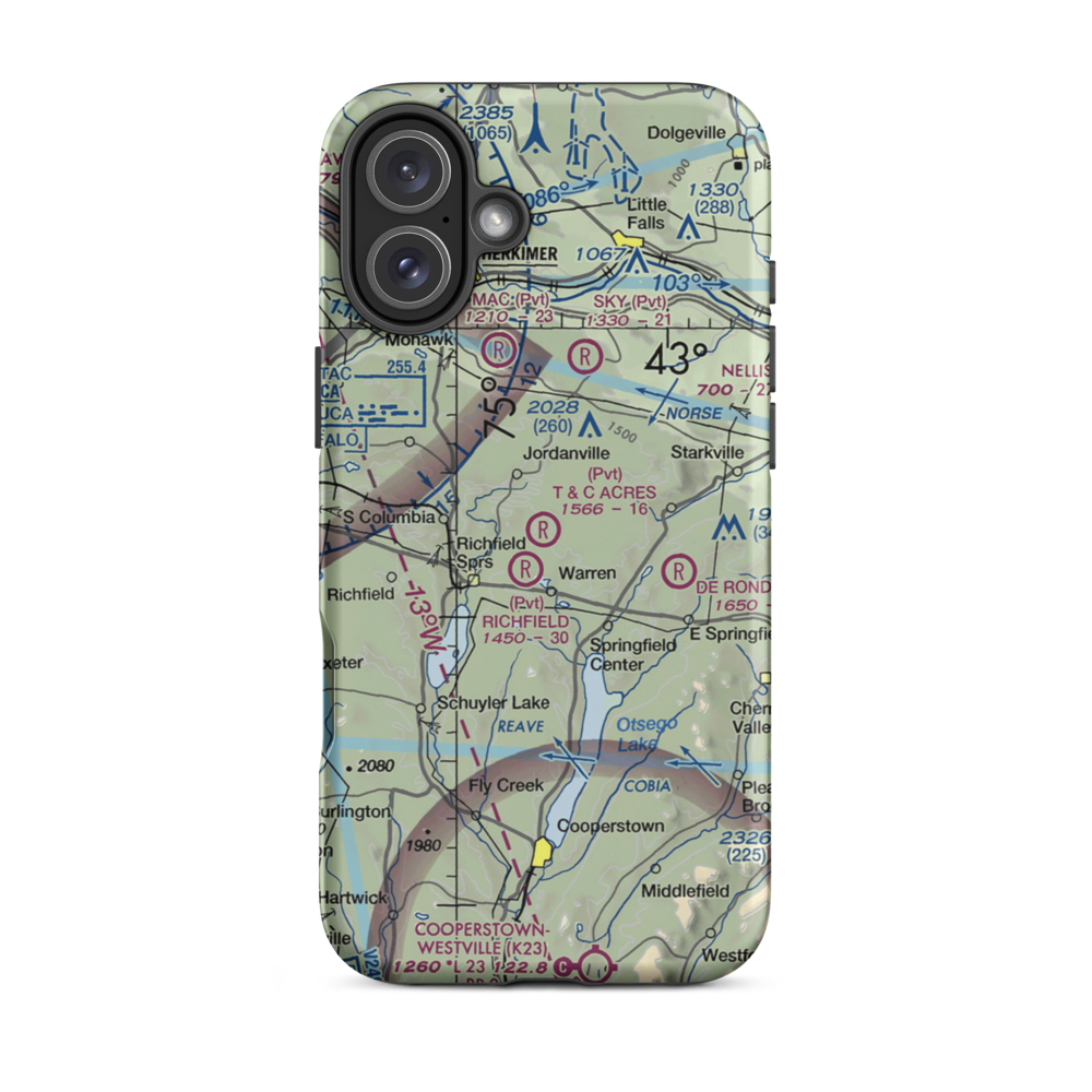 T & C Acres Airport (12NY) VFR Sectional  Tough iPhone Case iPhone 16 Plus model shown