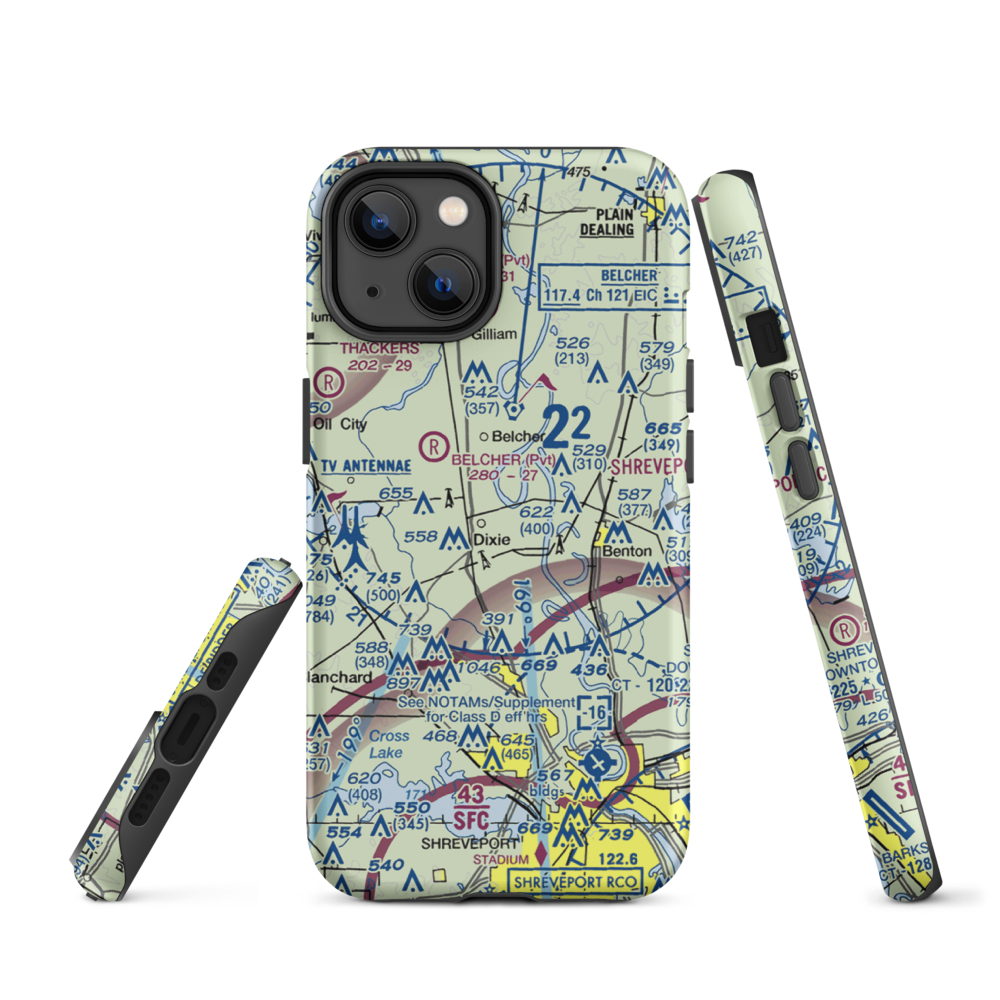 T & M Ag Aviation Airport (LA52) VFR Sectional  Tough iPhone Case iPhone 14 model shown