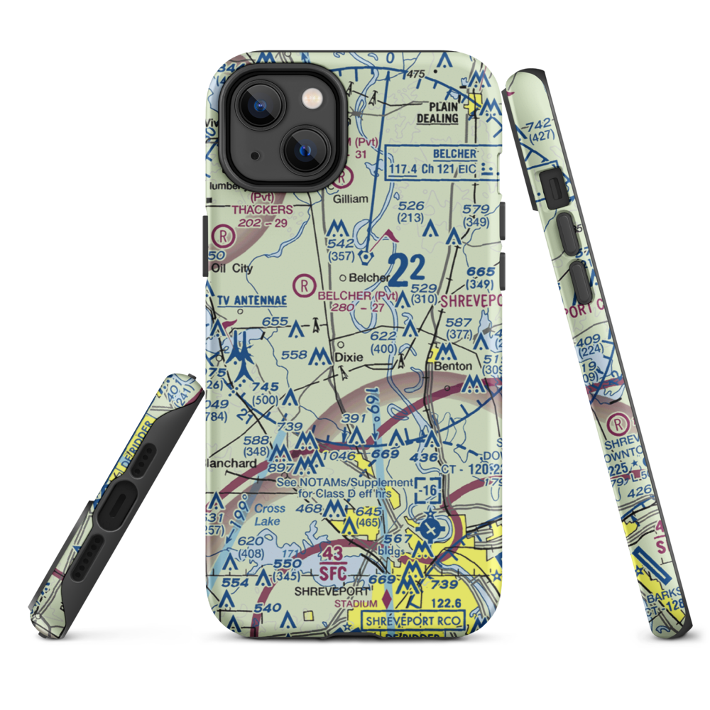 T & M Ag Aviation Airport (LA52) VFR Sectional  Tough iPhone Case iPhone 14 Plus model shown