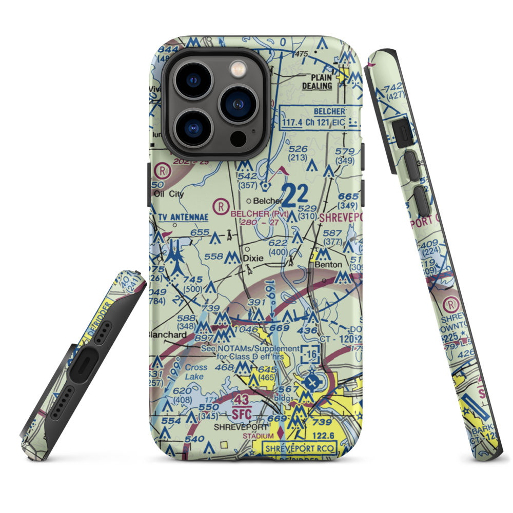 T & M Ag Aviation Airport (LA52) VFR Sectional  Tough iPhone Case iPhone 14 Pro Max model shown