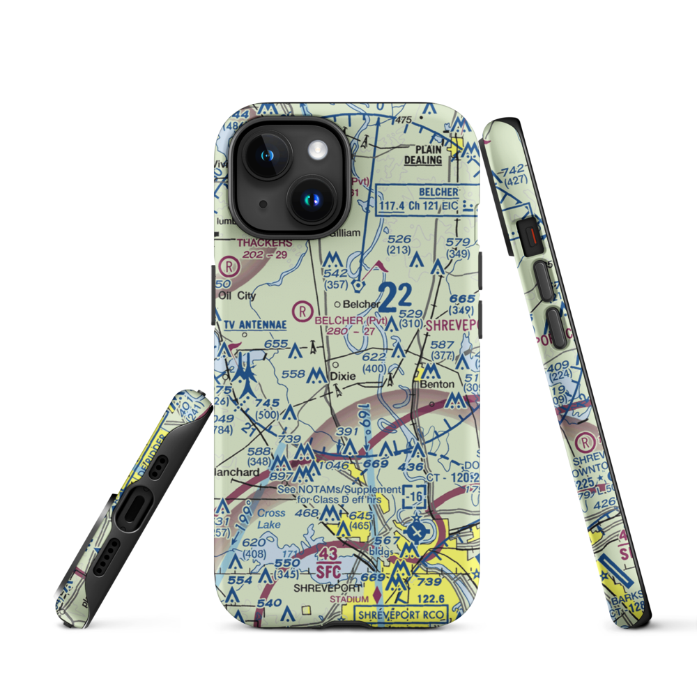 T & M Ag Aviation Airport (LA52) VFR Sectional  Tough iPhone Case iPhone 15 model shown