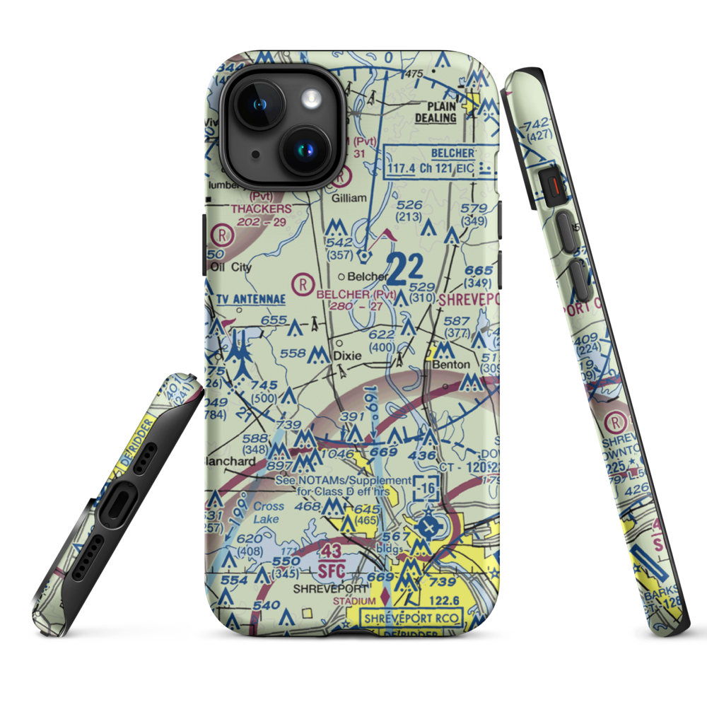 T & M Ag Aviation Airport (LA52) VFR Sectional  Tough iPhone Case iPhone 15 Plus model shown
