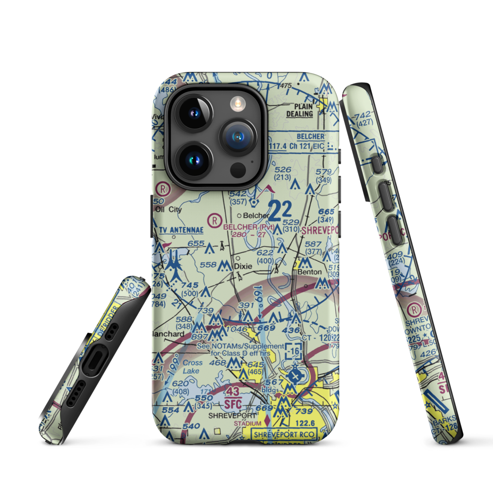 T & M Ag Aviation Airport (LA52) VFR Sectional  Tough iPhone Case iPhone 15 Pro model shown
