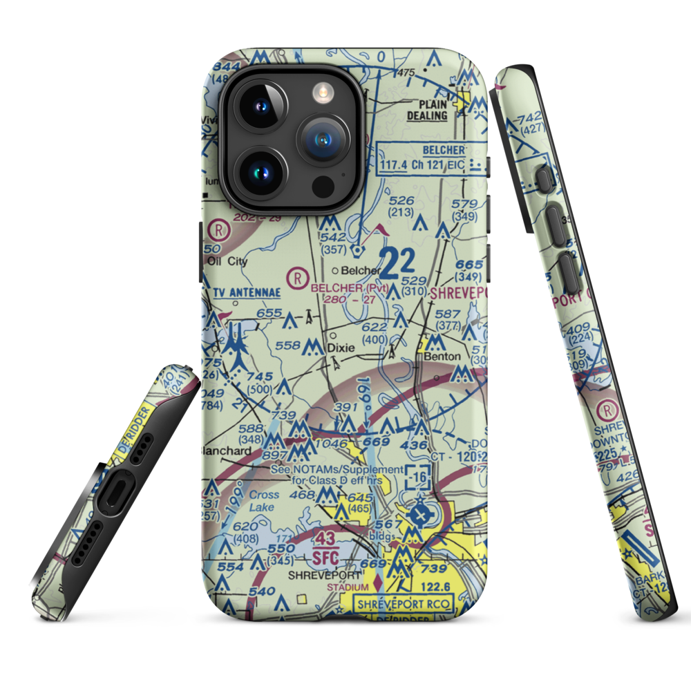 T & M Ag Aviation Airport (LA52) VFR Sectional  Tough iPhone Case iPhone 15 Pro Max model shown